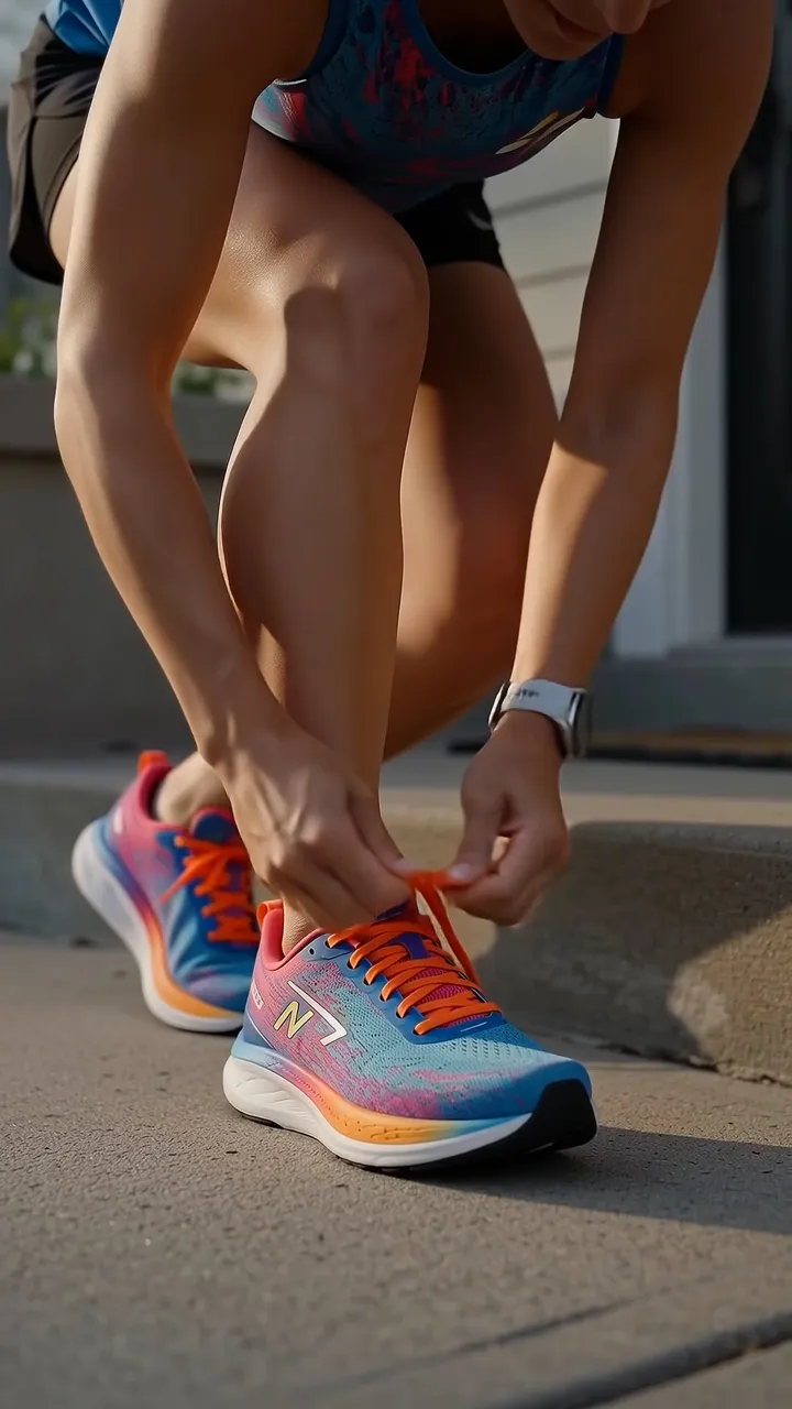 Vertical UGC-style clip: lacing up for a morning run